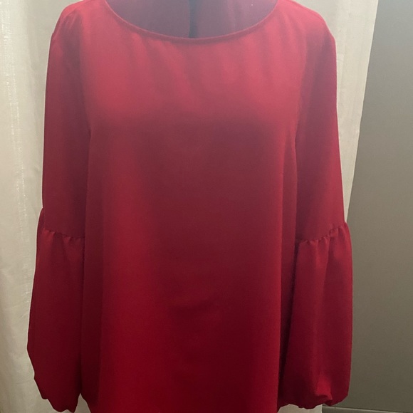 ๐ 2 for $20sale ๐ IMNYC Bright red balloon sleeve blouse - Picture 2 of 7